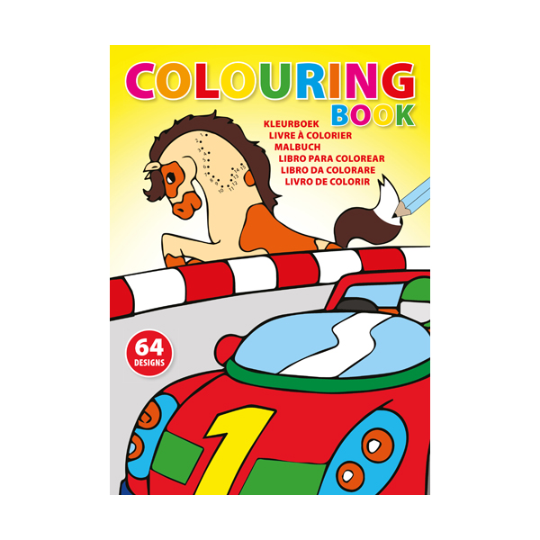 A4 Colouring book with 64 designs on 32 x 250gsm pages.